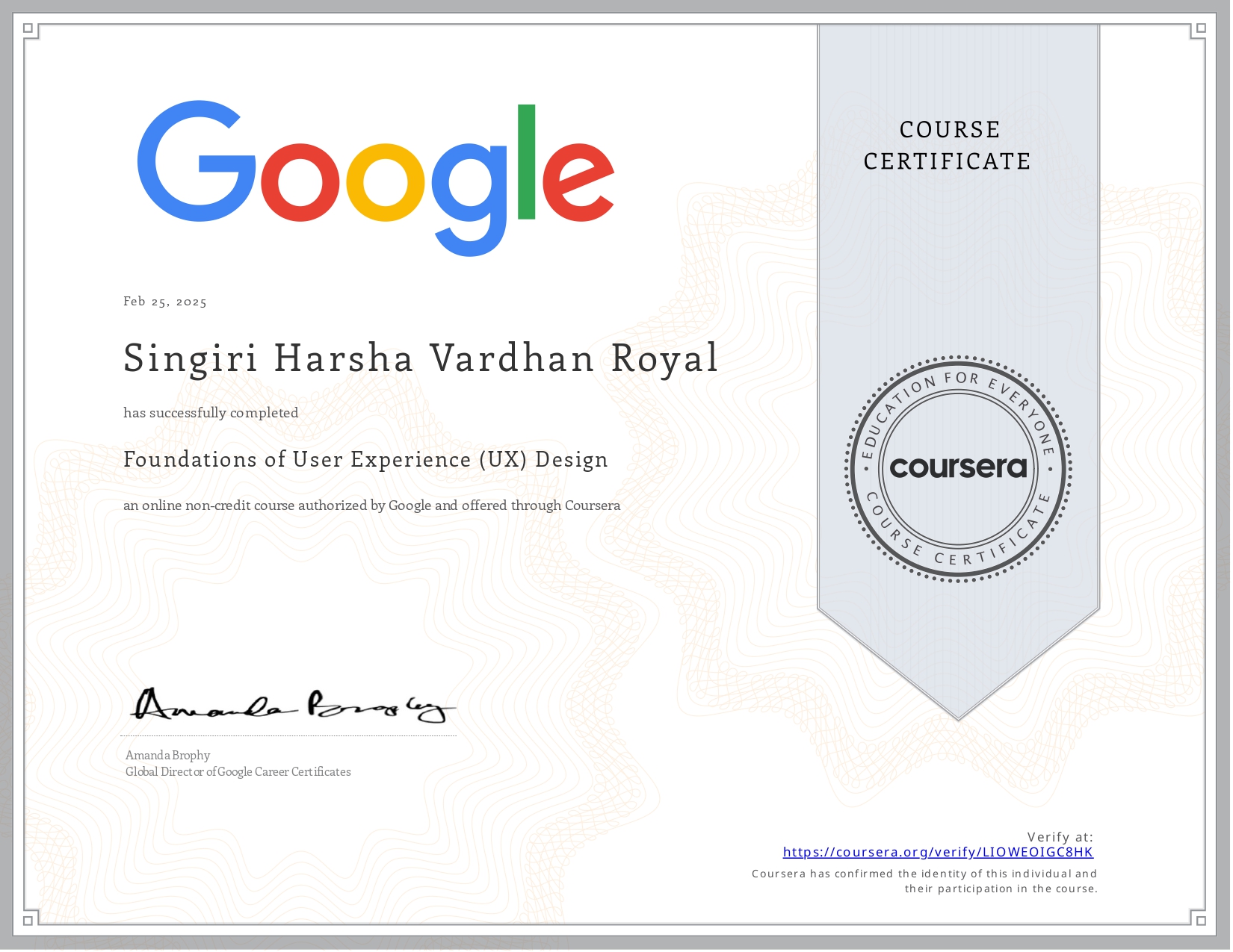 Foundations of User Experience (UX) Design Certificate